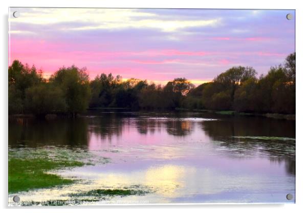 Oxfordshire sunset over the floods Acrylic by Julie Tattersfield