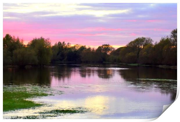 Oxfordshire sunset over the floods Print by Julie Tattersfield