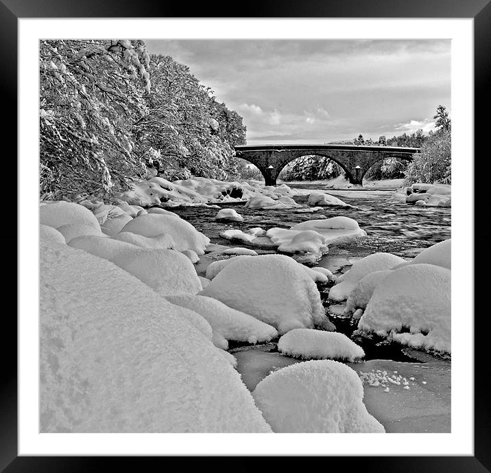 Potarch Bridge, winter Framed Mounted Print by alan bain