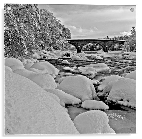 Potarch Bridge, winter Acrylic by alan bain