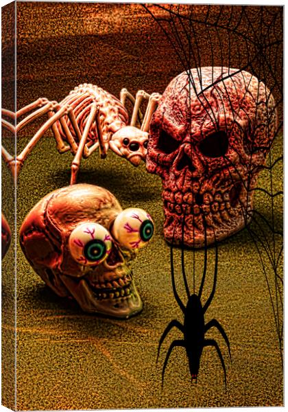 Attack Of The Skeleton Spider Canvas Print by Steve Purnell
