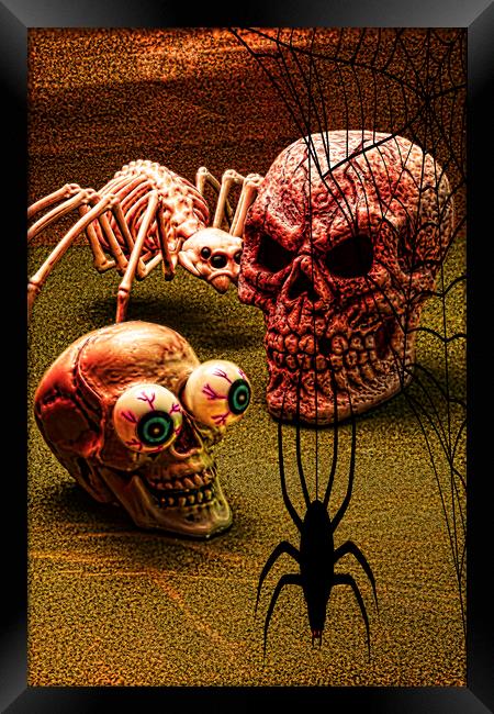 Attack Of The Skeleton Spider Framed Print by Steve Purnell
