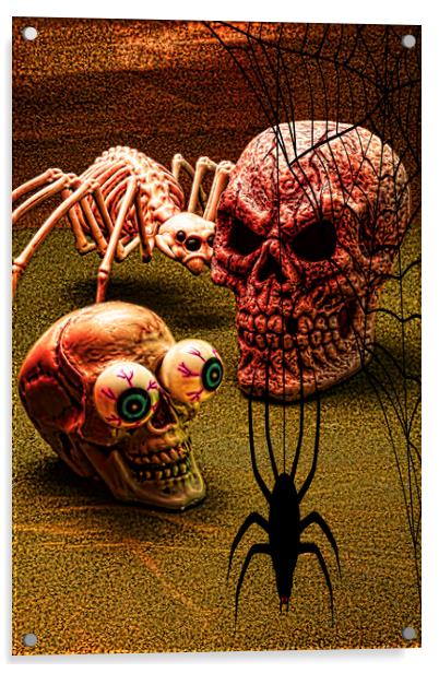 Attack Of The Skeleton Spider Acrylic by Steve Purnell