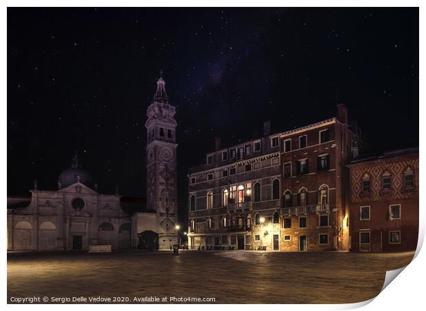 Night view of Venice Print by Sergio Delle Vedove