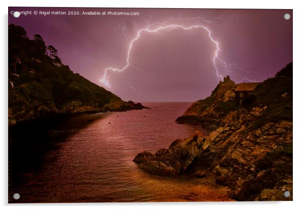 Polperro Lightning Acrylic by Nigel Hatton