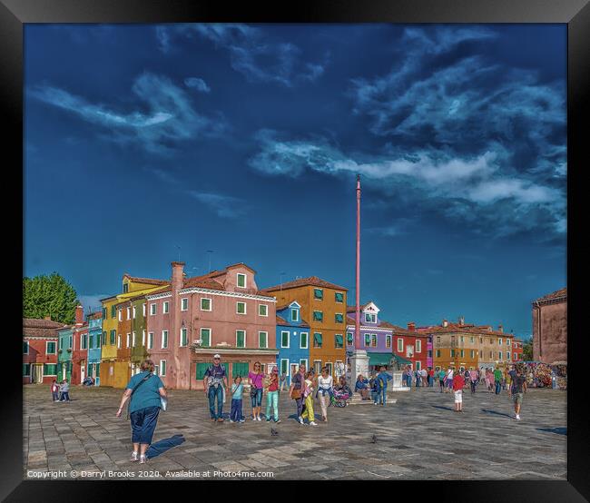 Tourists in Burano Plaza    Framed Print by Darryl Brooks