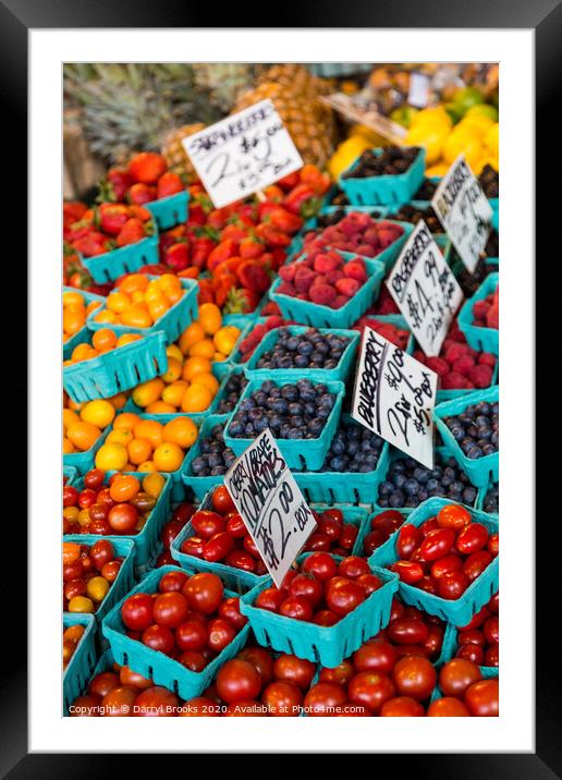 Tomatoes Blueberries and Raspberries Framed Mounted Print by Darryl Brooks
