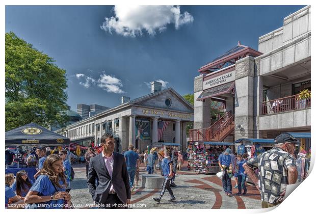 Tourists at Quincy Market Print by Darryl Brooks