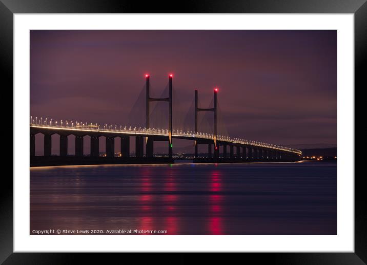 Severn Bridge by twilight Framed Mounted Print by Steve Lewis