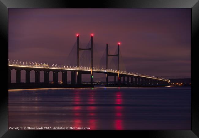Severn Bridge by twilight Framed Print by Steve Lewis