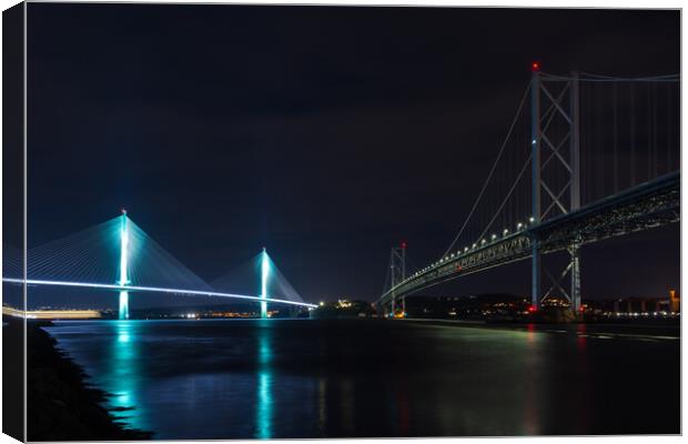The Queensferry Crossing and Forth Road Bridge. Canvas Print by Tommy Dickson