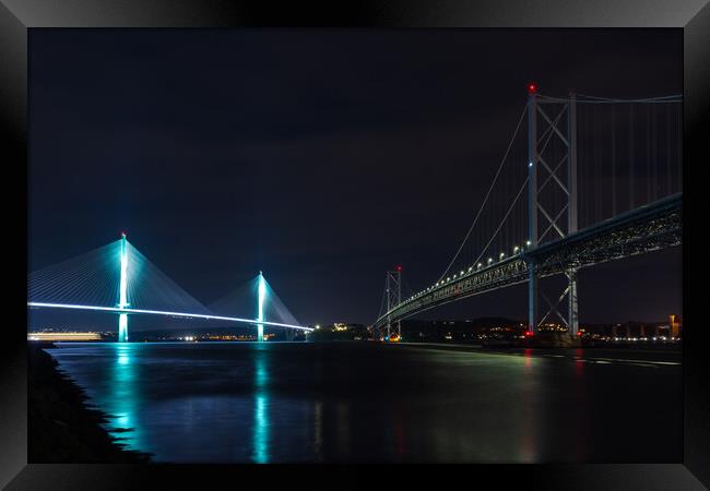 The Queensferry Crossing and Forth Road Bridge. Framed Print by Tommy Dickson