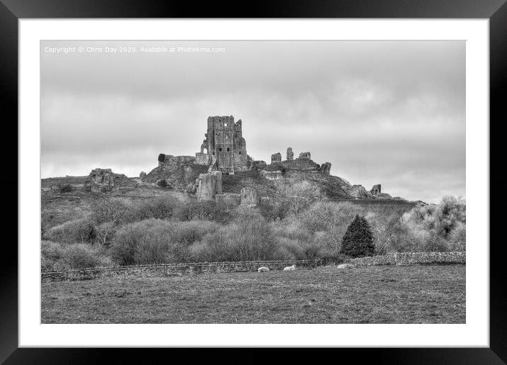 Corfe Castle Framed Mounted Print by Chris Day