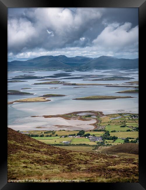 The archipelago near Westport from the road to Croagh Patrick, Ireland Framed Print by Frank Bach