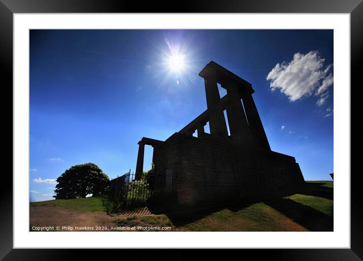 Sunburst over Calton Hill National Monument Framed Mounted Print by Philip Hawkins