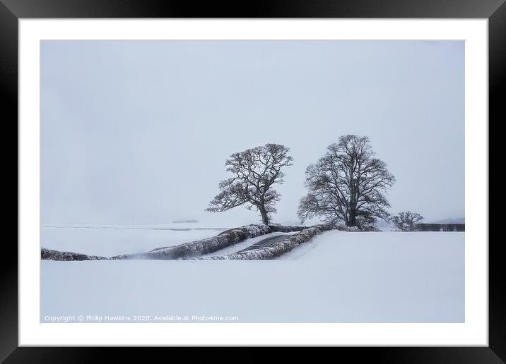 The Trows trees in snow Framed Mounted Print by Philip Hawkins