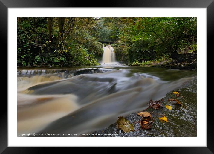 Waterfall in Autumn  Framed Mounted Print by Lady Debra Bowers L.R.P.S