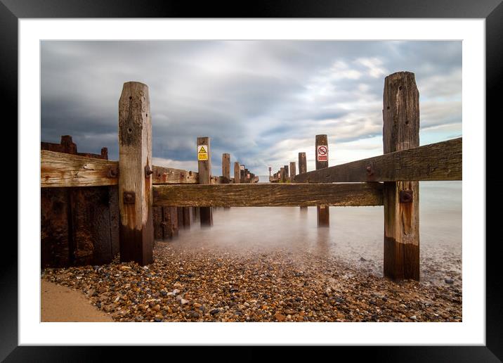Lowestoft Sea defences Framed Mounted Print by Kevin Snelling