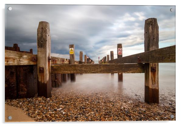 Lowestoft Sea defences Acrylic by Kevin Snelling