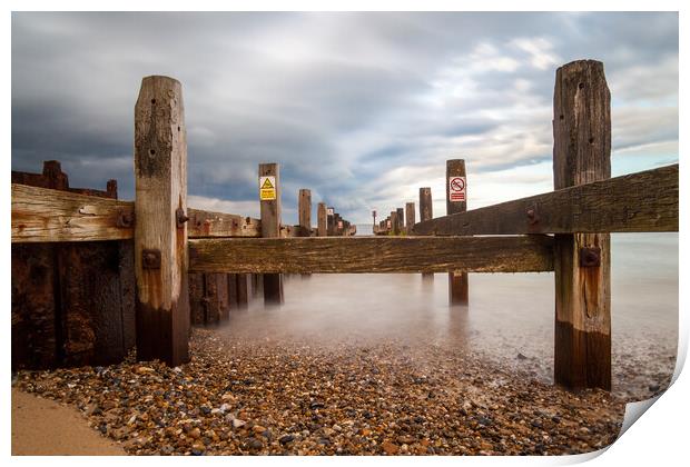 Lowestoft Sea defences Print by Kevin Snelling