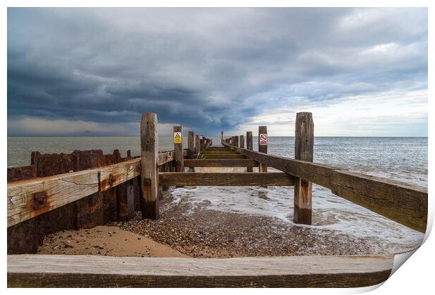 Storm clouds Lowestoft Print by Kevin Snelling