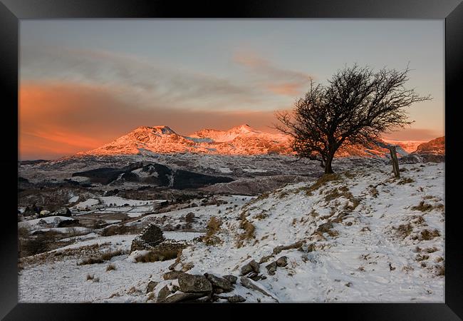 Sunrise over the Moelwyn range Framed Print by Rory Trappe