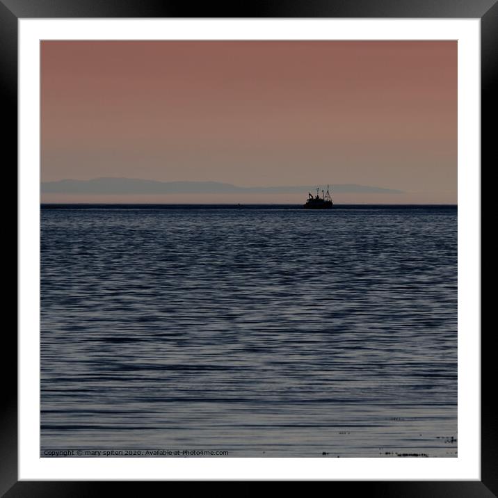 Fishing at Sunset at Opinan Beach Framed Mounted Print by mary spiteri