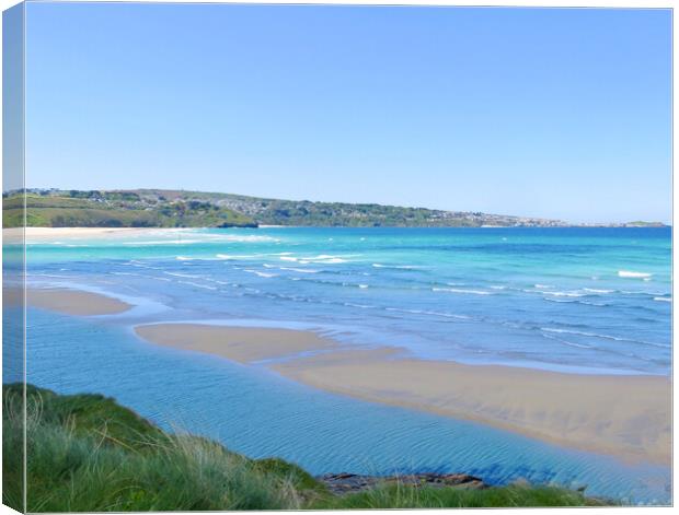 It’s A Beautiful Day. Hayle Beach, Cornwall  Canvas Print by Beryl Curran