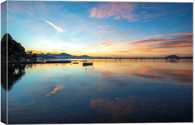Sunrise across the bay of Pollensa Canvas Print by Perry Johnson