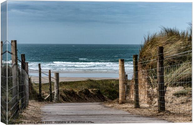Hayle beach, Down to the beach, pathway Canvas Print by kathy white