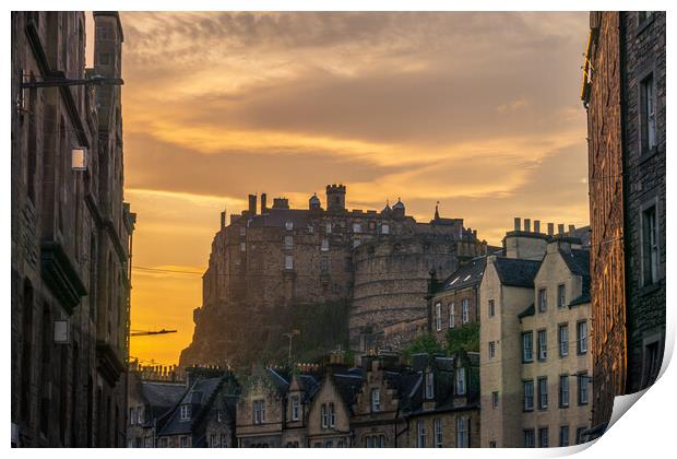 Edinburgh Castle Sunset Print by Steven Lennie