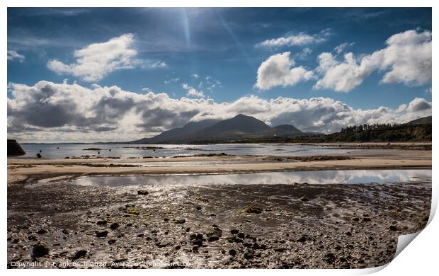 Croagh Patrick in clouds seen from Louisburgh small harbor, Ireland Print by Frank Bach