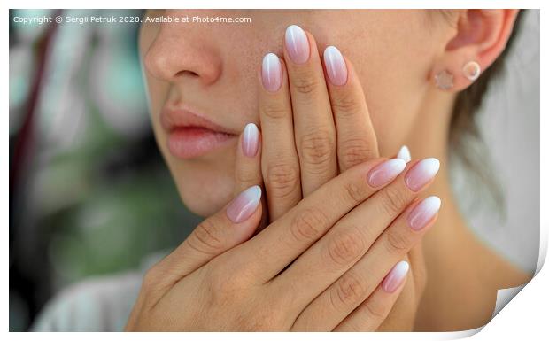 Beautiful woman's nails with beautiful french manicure ombre Print by Sergii Petruk