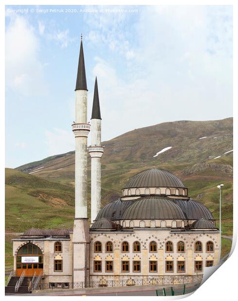 ERCIYES, TURKEY - MAY 5, 2018: Erciyes mosque near Mount Erciyes Print by Sergii Petruk
