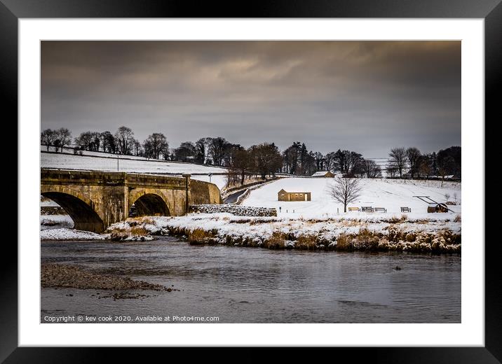Burnsall in the snow Framed Mounted Print by kevin cook