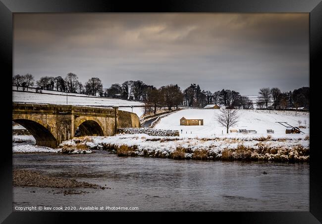 Burnsall in the snow Framed Print by kevin cook