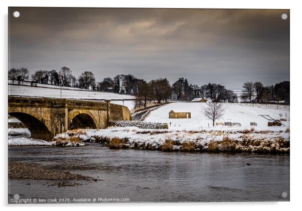 Burnsall in the snow Acrylic by kevin cook