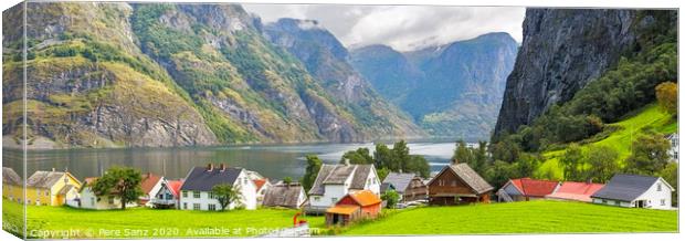 Panoramic view of the Village of Undredal in Norway Canvas Print by Pere Sanz