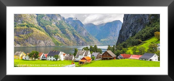 Panoramic view of the Village of Undredal in Norway Framed Mounted Print by Pere Sanz