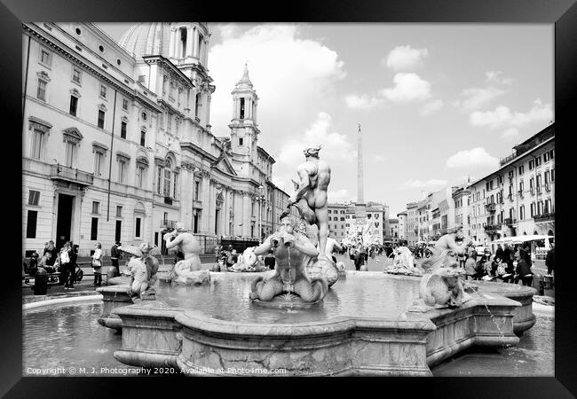 Italy, Rome Piazza Navona, the fountain Framed Print by M. J. Photography