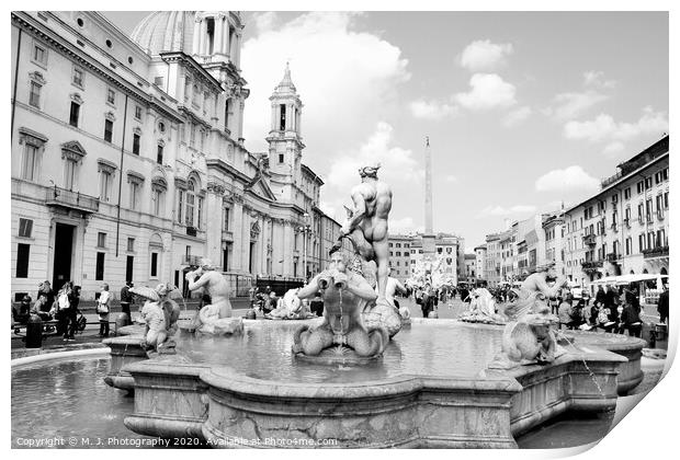 Italy, Rome Piazza Navona, the fountain Print by M. J. Photography