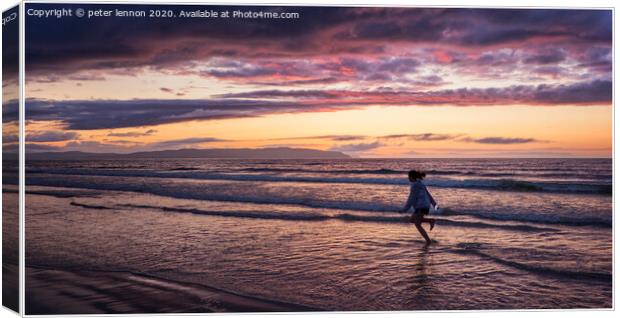 The Girl In The Surf Canvas Print by Peter Lennon