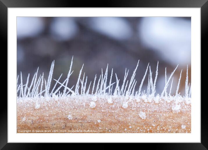 Ice crystals forming spikes in macro Framed Mounted Print by Simon Bratt LRPS