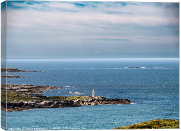 White lady Mystery day time maritime marker lighthouse  at clifden bay, Ireland Canvas Print by Frank Bach