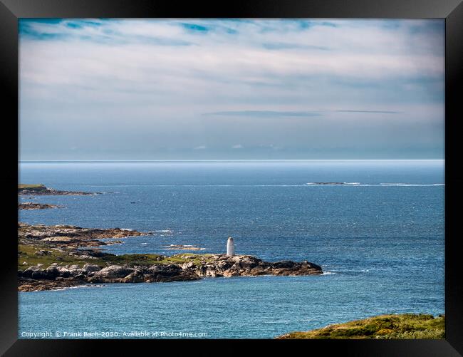 White lady Mystery day time maritime marker lighthouse  at clifden bay, Ireland Framed Print by Frank Bach