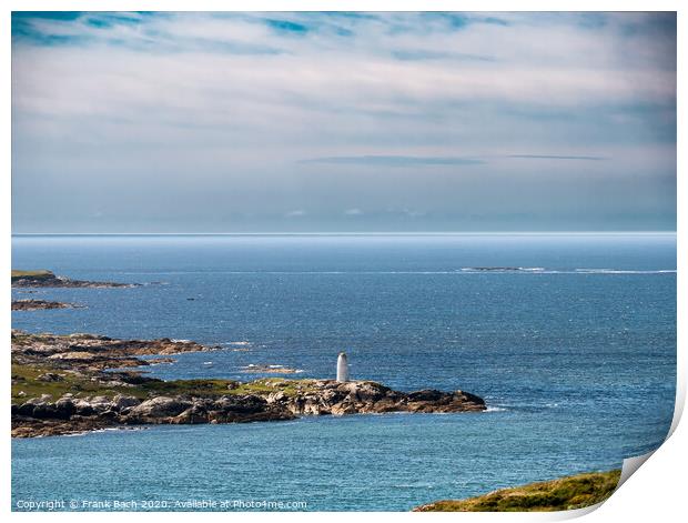White lady Mystery day time maritime marker lighthouse  at clifden bay, Ireland Print by Frank Bach