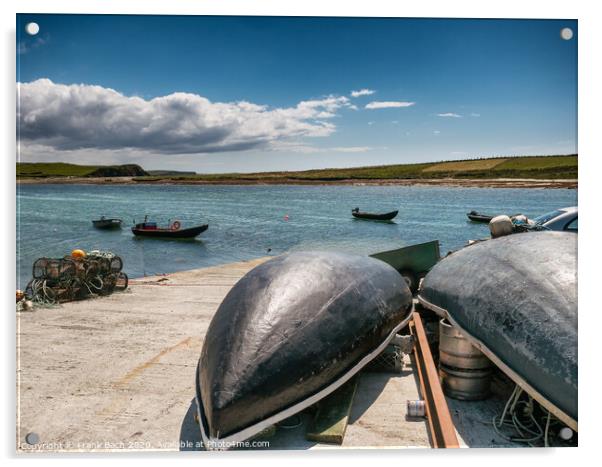 Traditional Irish fishing boats vessels in county Galway, near Letterfrack Acrylic by Frank Bach