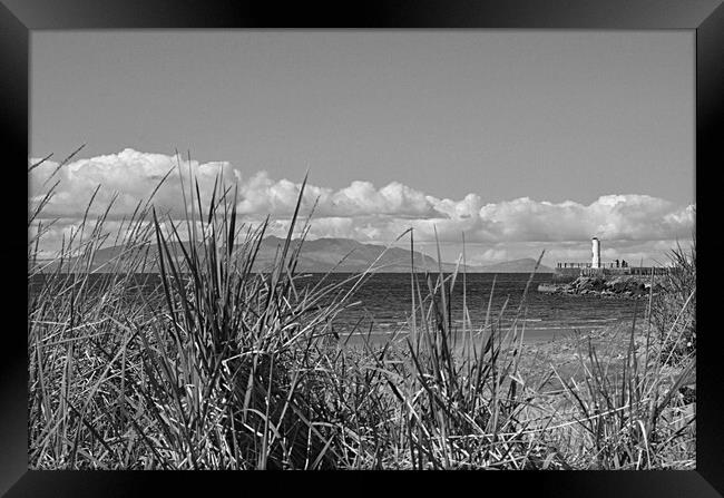 Isle of Arran an Ayr beach view Framed Print by Allan Durward Photography