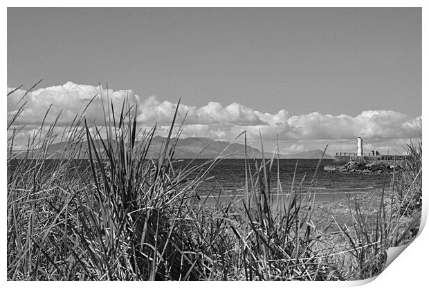 Isle of Arran an Ayr beach view Print by Allan Durward Photography