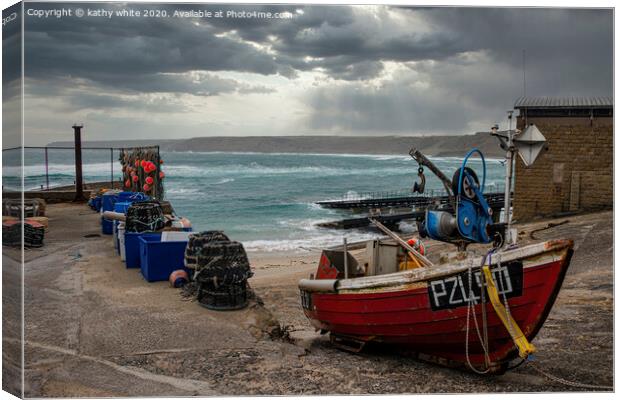 sennen cove,Lands End and Sennen Cornwall with  Canvas Print by kathy white